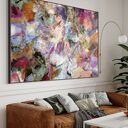 Obraz abstrakcyjny 100x140 cm ręcznie malowany akryl na płótnie - kolorowa abstrakcja
