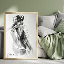 Z Tobą - rysunek z węgla 50x70 do sypialni