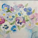 Bratki w wazonie - ręcznie malowany obraz akwarela 48x34