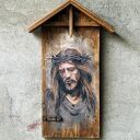Obraz Chrystus - malowany na starych deskach