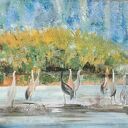 Żurawie przechadzki, obraz akrylowy na płótnie 70x50x1cm