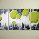 obraz DMUCHAWCE SELEDYNOWE - 150x50cm duży ręcznie malowany