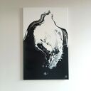 DROWNING 50x80 - ręcznie malowany czarno-biały obraz abstrakcyjny
