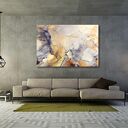 Abstrakcyjny obraz na płótnie z efektem płynnego marmuru - złoto i fiolet 120x80 cm