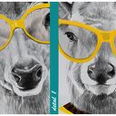 Nowoczesny obraz drukowany na płótnie 120x80 cm - Para jeleni w żółtych sweterkach