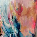 Kolorowa abstrakcja - duży abstrakcyjny obraz do salonu 90x100 cm ręcznie malowany