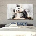 obraz duże PANDA 1 - 120x70cm na płótnie szary biały czarny miś designe