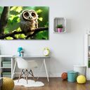 Bajkowy obraz na płótnie do pokoju dziecka - sowa i leśne zwierzątka 120x80 cm