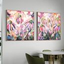 Zestaw kolorowych obrazów 100x100 cm - nowoczesna abstrakcja kwiaty