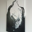 DROWNING 50x80 - ręcznie malowany czarno-biały obraz abstrakcyjny