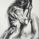 You, Me - oryginalny rysunek węglem 100x70 cm