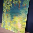 Pejzaż akrylowy ręcznie malowany na płótnie „Refleksy schyłku lata” - 30x24 cm