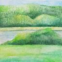 Pejzaż - oryginalna akwarela 15x15 cm, papier 300 g/m2 (bez oprawy)