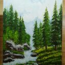Dyptyk „Górski spokój” - ręcznie malowany pejzaż akrylowy 2x30x24 cm
