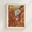 W płomieniach - oryginalny obraz akwarelowy z rudowłosą kobietą