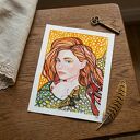 Dziewczyna z motylem - ręcznie malowana akwarela w stylu boho