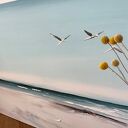 Ręcznie malowany obraz morski z mewami - plaża 60x90 cm