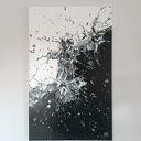 Chaos 50x80 - abstrakcyjny obraz akryl na płótnie (czerń i biel)