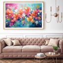 Kolorowy obraz z kwiatami - obraz kolorowe kwiaty - wydruk na płótnie 90x60 cm