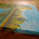 Szum szuwarów - nastrojowy pejzaż akrylowy na płótnie 40x30 cm