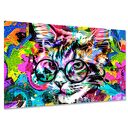 Obraz kolorowy KOT 10 w okularach 120x80 - nowoczesny pop art XXL