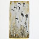 Żurawie obraz ptaki malowane na desce /26/