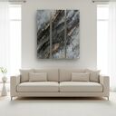 Tryptyk ręcznie malowany 120x90 cm - obraz strukturalny w abstrakcji brąz, beż i miedź