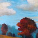Pejzaż z drzewami - obraz akrylowy 30x40 cm na płótnie