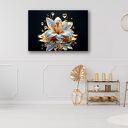 Obraz lilia 3D na płótnie 120x80 cm - złoto, błękit i czerń glamour