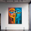 Obraz akrylowy 100 x 120 cm „Poza słowami” - twarze w nowoczesnych kolorach