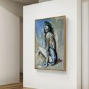 Blue Dress - kobiecy obraz 100x70 cm do salonu i sypialni