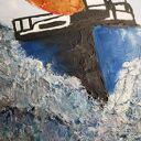 Żaglówka - obraz akrylowy 30x40 cm z fakturą i metalicznym woskiem