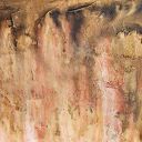 Warm glow - ciepły abstrakcyjny obraz na płótnie 70x100, ręcznie malowany 