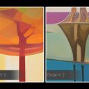 Obraz do salonu - KOLOROWE DRZEWA ABSTRAKCYJNY PEJZAŻ - 70x50 cm (105801)