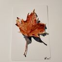 Liść. Akwarela - jesienna ilustracja ręcznie malowana 10x15 cm