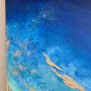Granatowy obraz abstrakcyjny Maldives XXI 70x90 cm - ocean w złocie, obraz na płótnie