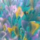 Tajemnica głębin - ręcznie malowany obraz akrylowy 30x30 w technice acrylic pouring