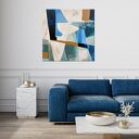 Geometryczna abstrakcja - granatowy minimalistyczny obraz - wydruk na płótnie 90x90 cm