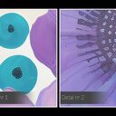 Obraz do salonu - FIOLETOWE KWIATY ABSTRAKCYJNY MOTYW FLORALNY - 70x50 cm (105601)