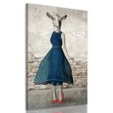 Obraz drukowany na płótnie Pani KOZA w granatowej sukience -duży format 80x120 02402