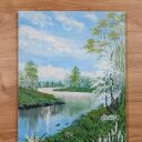 Zestaw akrylowo-olejnych obrazów - dyptyk 'Kontrast Zima-Lato' 2x30x24 cm