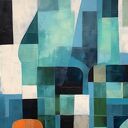 Granatowy obraz abstrakcyjny - geometryczna minimalistyczna abstrakcja - 60x90 cm - obraz na płótnie