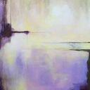 Abstrakcyjny obraz akrylowy 60 x 50 cm - żółto-fioletowy, gotowy do powieszenia