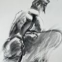 Szkic Mężczyzny 100x70 - obraz węglem na papierze