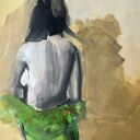 Zielona sukienka - obraz na płótnie z akrylu 130x80 cm