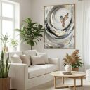 Koliberek Bird - ręcznie malowany obraz abstrakcyjny 70x100 cm ze złoceniem