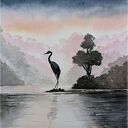 W ciszy poranka, Akwarela 31x23 cm