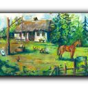 Domek na wsi. sucha pastel