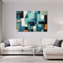 Granatowy obraz abstrakcyjny - geometryczna minimalistyczna abstrakcja - 60x90 cm - obraz na płótnie