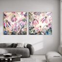 Zestaw dwóch ręcznie malowanych obrazów abstrakcyjnych 100x100 cm